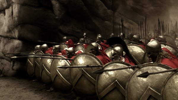 Spartans in combat formation
