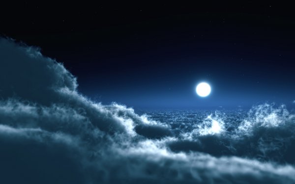 Beautiful night sky above the clouds