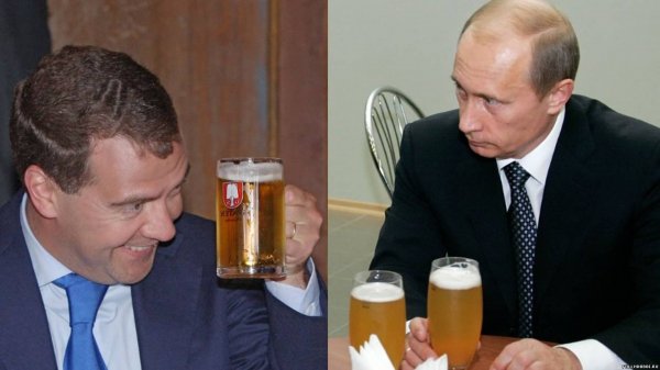 Putin and Medvedev are going to drink beer