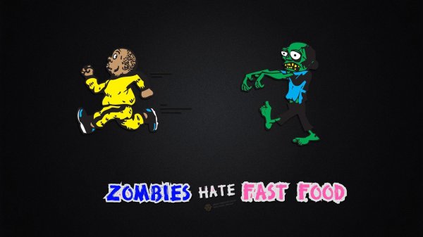Zombies hate fast food - a comic scene