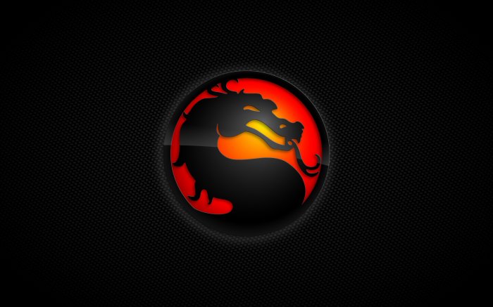 Круглая эмблема с красно-черным драконам
