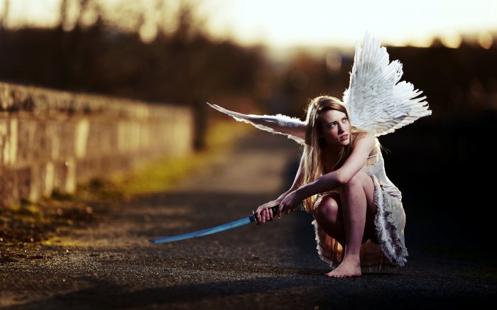 Angel in the flesh with a sword