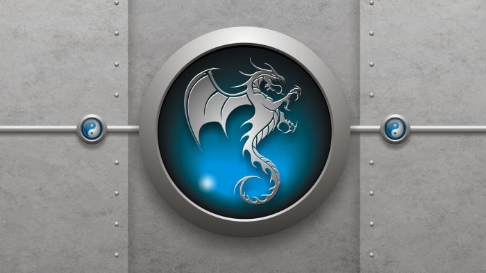 Dragon on a blue emblem