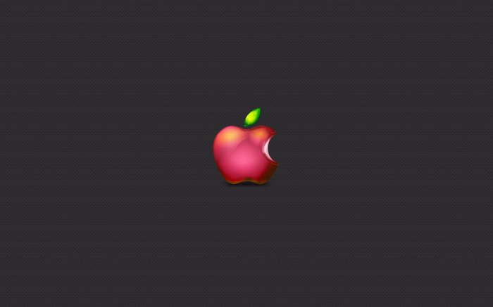 The red logo of Apple