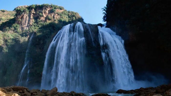 Beautiful shaded waterfall