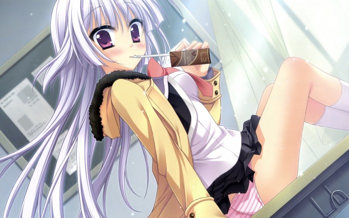 Anime girl with juice