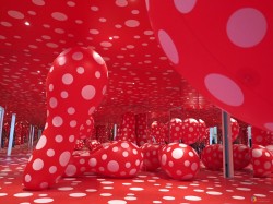 Red with polka dots