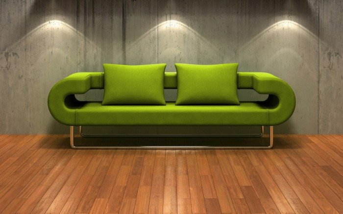 Green comfortable sofa