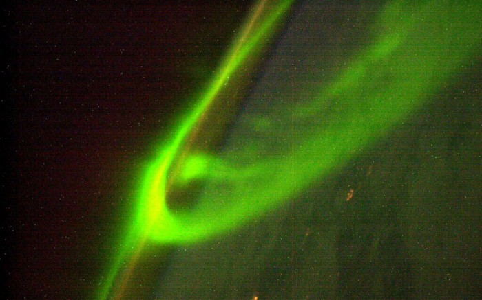 The bright Northern Lights seen from space