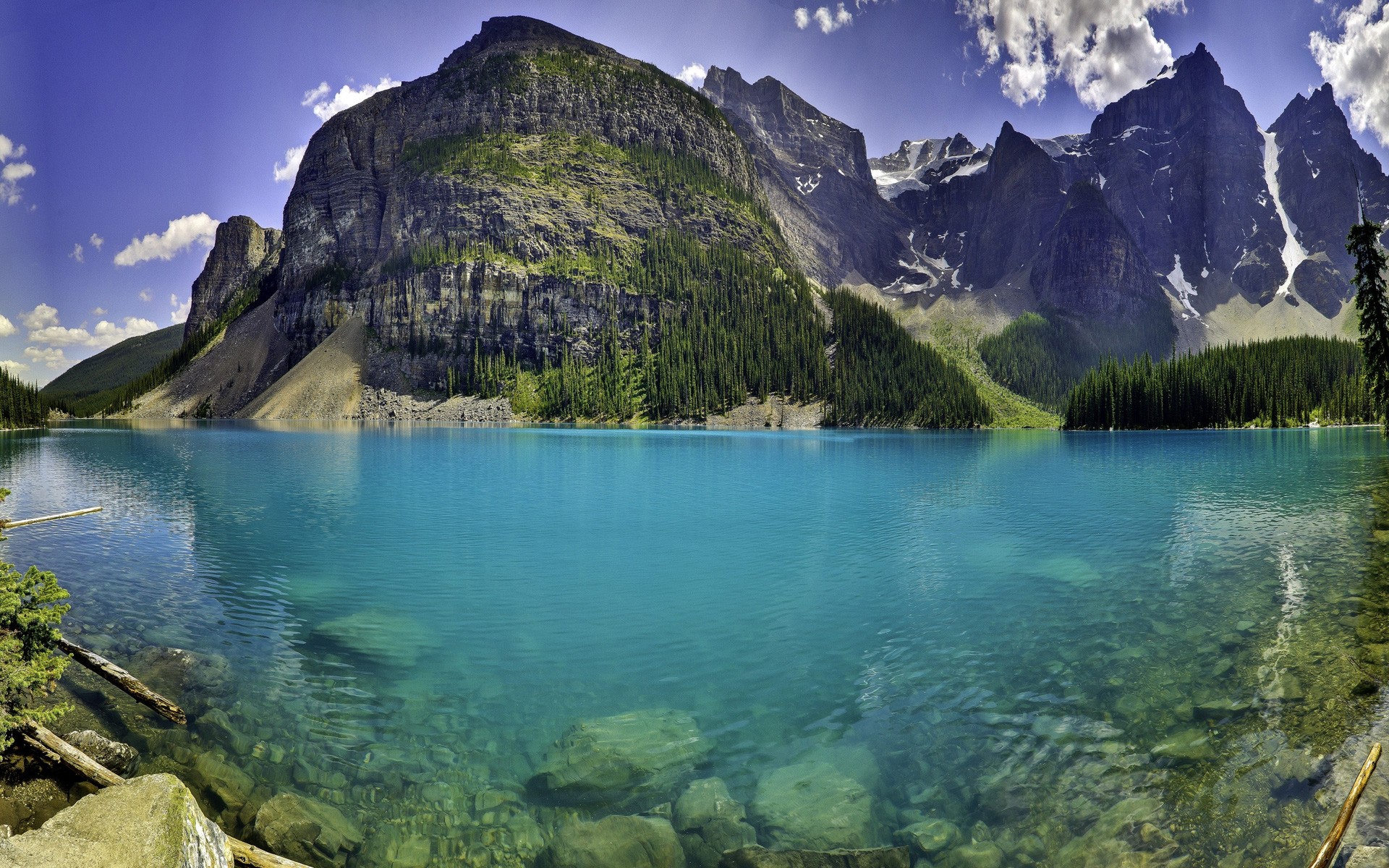 Transparent lake by the mountain