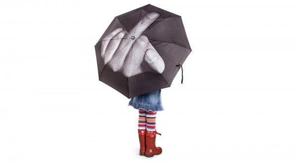 The girl under the defiant umbrella