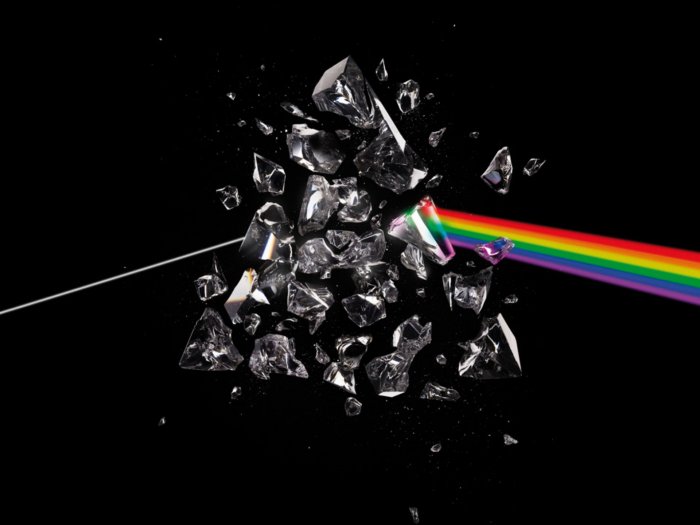 Dark side of rhe Moon prism  has been broken into crystals