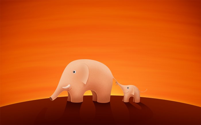 Оранжевые слоны: маленький и большой