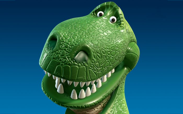 Smiling green dinosaur