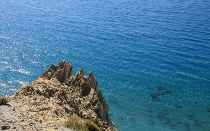View of the sea from a high cliff