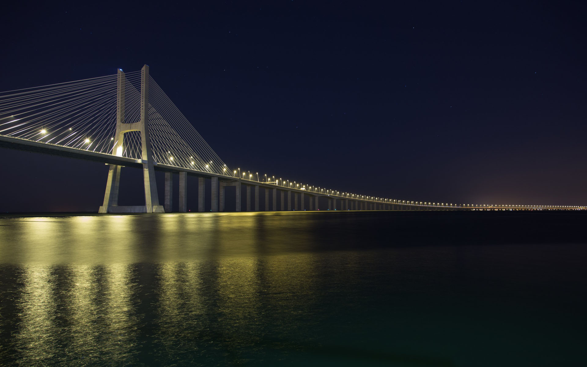 Vasco da Gama bridge in the night
