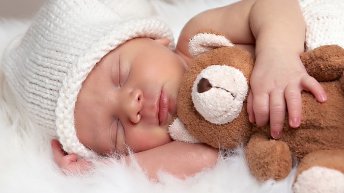 Sweet dream with a toy bear