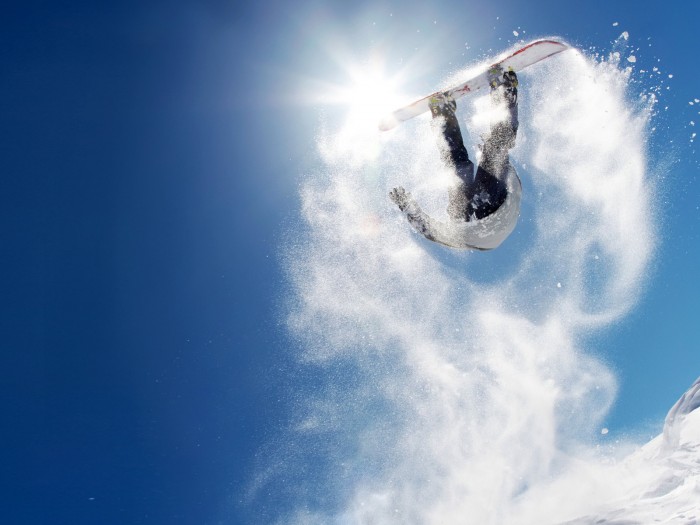 Cool flip on snowboard