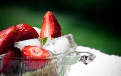 Strawberries with ice
