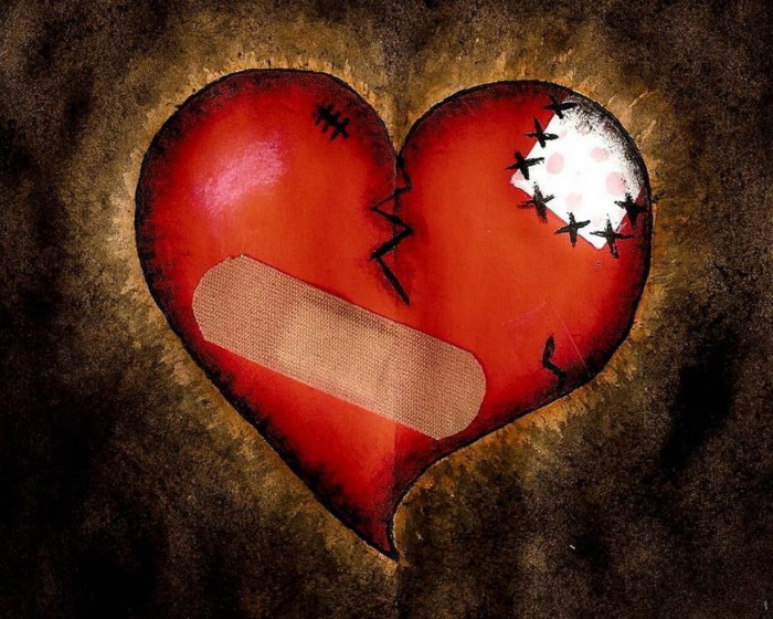 Broken heart with patches