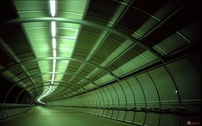 Зеленый длинный тоннель