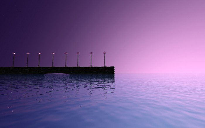 Sea theme under the purple sky