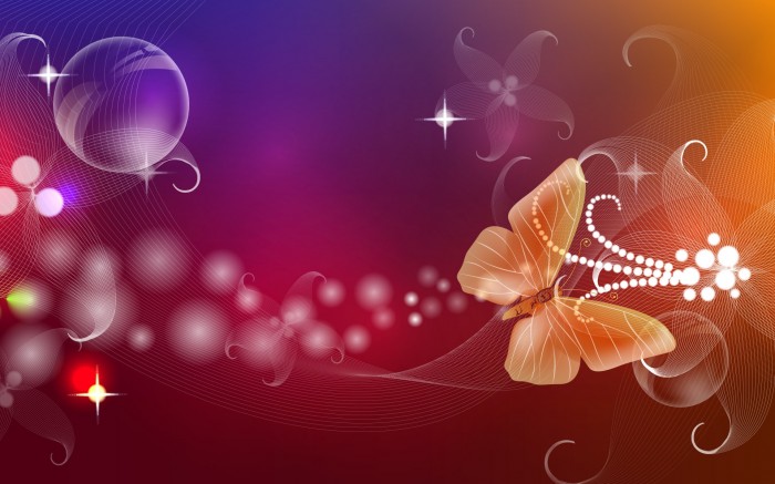Lilac background with butterfly