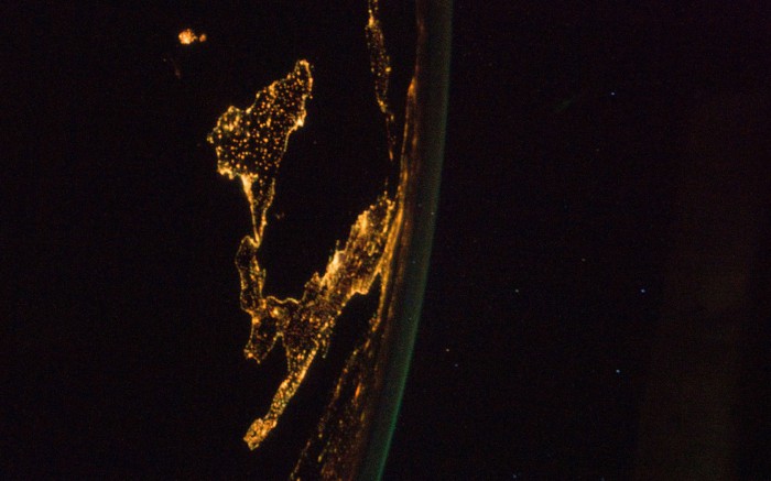 The satellite image of the beautiful Italy in night